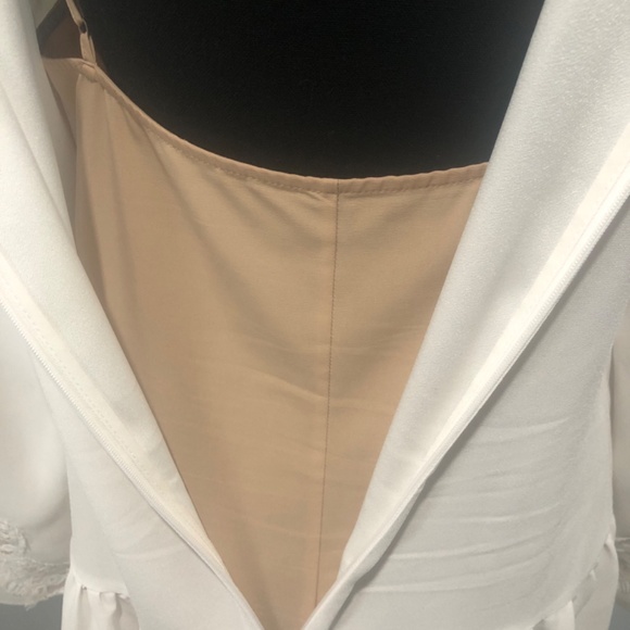 BCBG Maxazria Feminine Lace Detail Cottagecore/ BOHO Lined White Dress - Picture 5 of 6